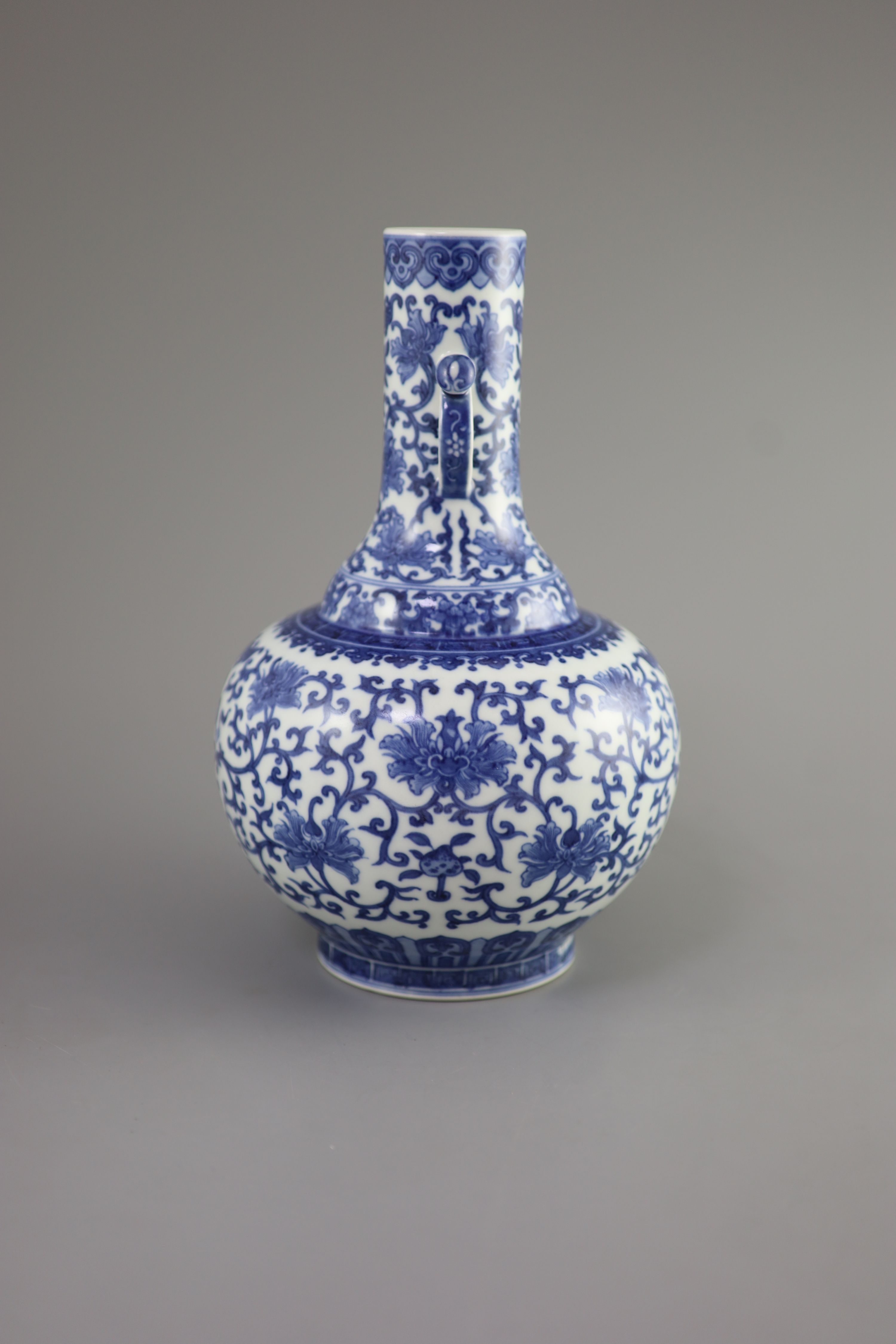 A Chinese blue and white bottle vase, Daoguang seal mark and possibly of the period, 28.5cm high